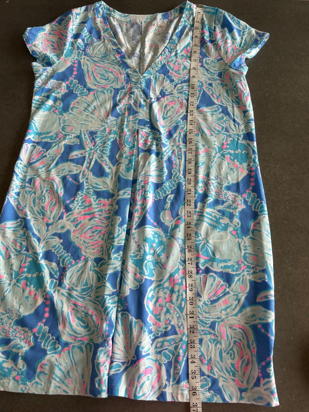 Lilly Pulitzer Amina Cap Sleeve Dress Blue Haven Pop Up Into The Deep XL - EUC - Picture 5 of 6